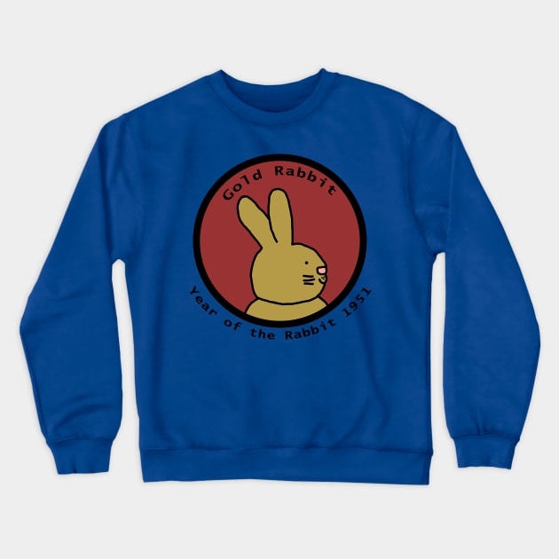 Year of the Gold Rabbit 1951 Crewneck Sweatshirt by ellenhenryart